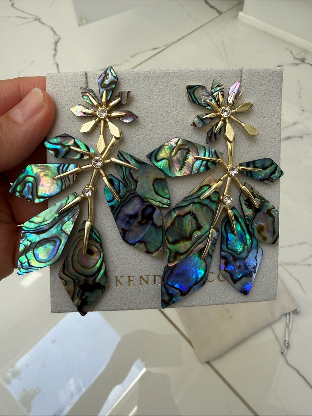 Kendra Scott Gold Jaylin Statement Earrings in Abalone